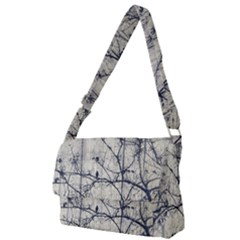 Black And White Botanical Motif Artwork 2 Full Print Messenger Bag (l)