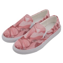 Coral Colored Hortensias Floral Photo Men s Canvas Slip Ons