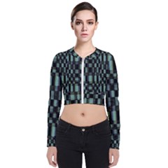 Dark Geometric Pattern Design Long Sleeve Zip Up Bomber Jacket