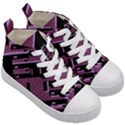 Dark Geometric Shapes Print Pattern Kids  Mid-Top Canvas Sneakers View3