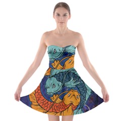 Koi Fish Strapless Bra Top Dress by ExtraAwesomeSauce