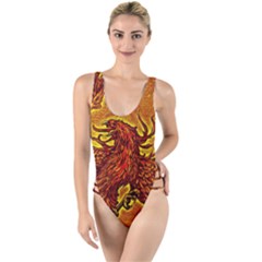 Phoenix Rising High Leg Strappy Swimsuit by ExtraAwesomeSauce