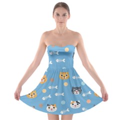 Cute Cat Pattern Strapless Bra Top Dress by ExtraAwesomeSauce