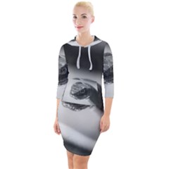 Black And White Snake Quarter Sleeve Hood Bodycon Dress by ExtraAwesomeSauce