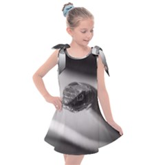 Black And White Snake Kids  Tie Up Tunic Dress by ExtraAwesomeSauce