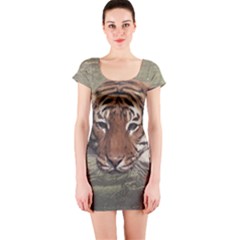 Swimming Tiger Short Sleeve Bodycon Dress by ExtraAwesomeSauce