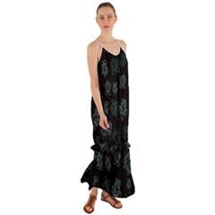 Blue Turtles On Black Cami Maxi Ruffle Chiffon Dress by contemporary