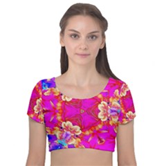 Newdesign Velvet Short Sleeve Crop Top  by LW41021