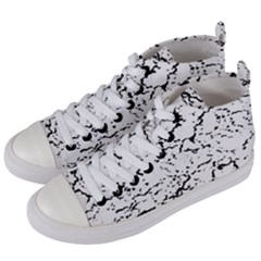 Black And White Grunge Abstract Print Women s Mid-top Canvas Sneakers by dflcprintsclothing