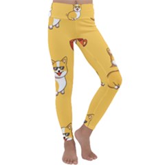 Corgi And Coffee Kids  Lightweight Velour Classic Yoga Leggings by Bigfootshirtshop