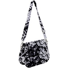 Black And White Abstract Liquid Design Saddle Handbag