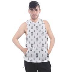 Sketchy Monster Pencil Drawing Motif Pattern Men s Sleeveless Hoodie