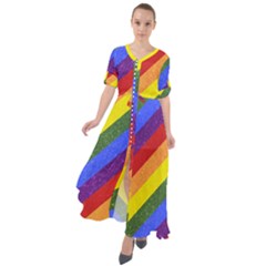 Lgbt Pride Motif Flag Pattern 1 Waist Tie Boho Maxi Dress by dflcprintsclothing