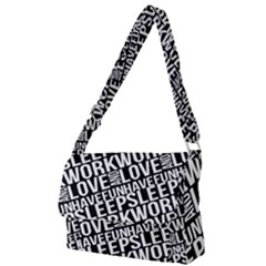 Sleep Work Love And Have Fun Typographic Pattern Full Print Messenger Bag (s)