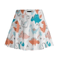 Funny Dinosaurs Kids Mini Flare Skirt