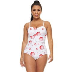 Red Drops On White Background Retro Full Coverage Swimsuit