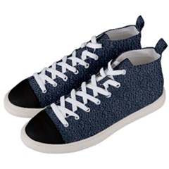 Blue Stripes On Dark Background Men s Mid-top Canvas Sneakers by SychEva