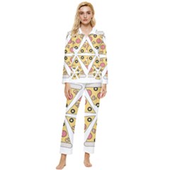 Pizza-slice-food-italian Womens  Long Sleeve Pocket Pajamas Set by Sudhe