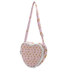 Cute Chihuahua With Sparkles On A Pink Background Heart Shoulder Bag by SychEva