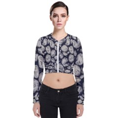 White Rocks Close Up Pattern Photo Long Sleeve Zip Up Bomber Jacket