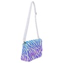 White tiger purple & blue animal fur print stripes Shoulder Bag with Back Zipper View1