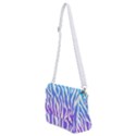 White tiger purple & blue animal fur print stripes Shoulder Bag with Back Zipper View2