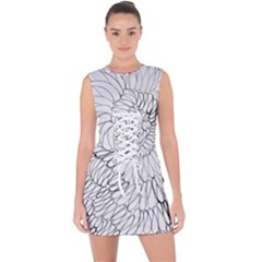 Mono Swirls Lace Up Front Bodycon Dress