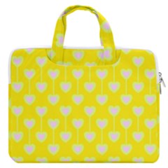 Purple Hearts On Yellow Background Macbook Pro Double Pocket Laptop Bag by SychEva