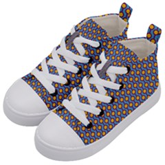 Yellow Circles On A Purple Background Kids  Mid-top Canvas Sneakers by SychEva