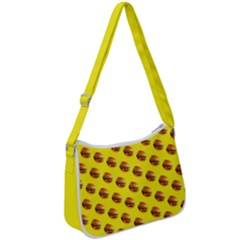 Vector Burgers, Fast Food Sandwitch Pattern At Yellow Zip Up Shoulder Bag by Casemiro