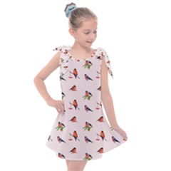 Bullfinches Sit On Branches Kids  Tie Up Tunic Dress by SychEva