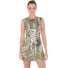 Folk Flowers Pattern Floral Surface Design Seamless Pattern Lace Up Front Bodycon Dress