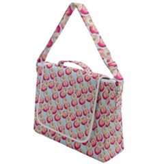 Pink And White Donuts On Blue Box Up Messenger Bag by SychEva