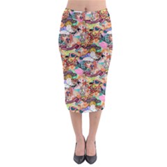 Retro Color Midi Pencil Skirt