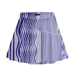 Illusion Waves Pattern Mini Flare Skirt