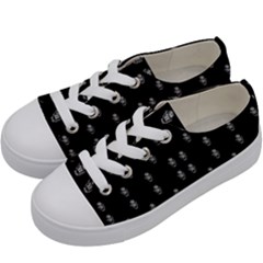 Black And White Sketchy Man Portrait Pattern Kids  Low Top Canvas Sneakers