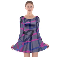 3d Lovely Geo Lines Long Sleeve Skater Dress by Uniqued