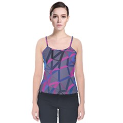 3d Lovely Geo Lines Velvet Spaghetti Strap Top by Uniqued