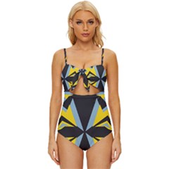 Abstract Pattern Geometric Backgrounds   Knot Front One-piece Swimsuit