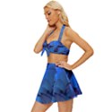 Peony in Blue Vintage Style Bikini Top and Skirt Set  View2