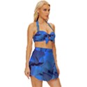 Peony in Blue Vintage Style Bikini Top and Skirt Set  View3