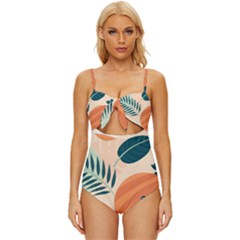 Tropical Pattern Knot Front One-piece Swimsuit