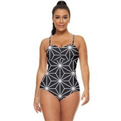 Black And White Pattern Retro Full Coverage Swimsuit