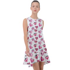 Funny Hearts Frill Swing Dress by SychEva