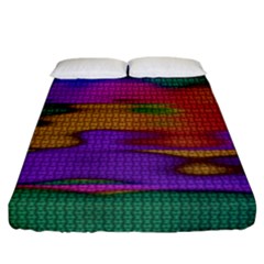 Puzzle Landscape In Beautiful Jigsaw Colors Fitted Sheet (california King Size) by pepitasart