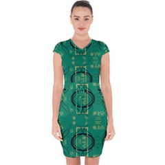 Abstract Pattern Geometric Backgrounds   Capsleeve Drawstring Dress 