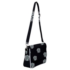 Tibal Mask Motif Drawing Pattern Shoulder Bag With Back Zipper