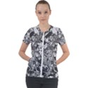 Black And White Debris Texture Print Short Sleeve Zip Up Jacket View1