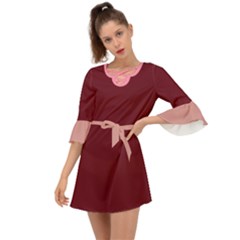 Criss Cross Mini Dress In Blush & Burgundy by HWDesign