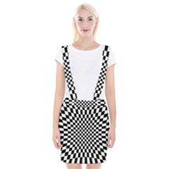 Illusion Checkerboard Black And White Pattern Braces Suspender Skirt